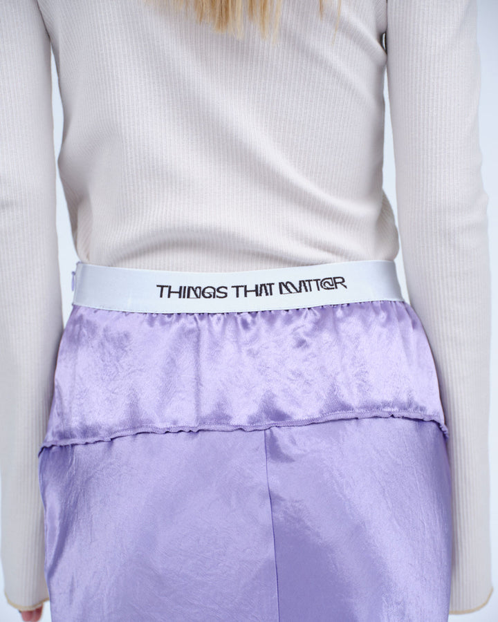 BACK SLIT  ACETATE SATIN MAXI SKIRT