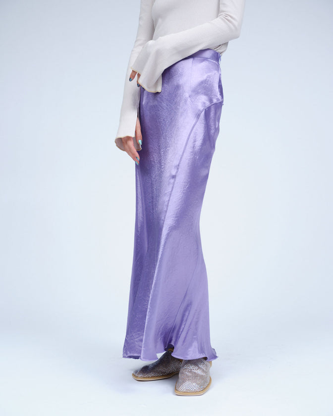 BACK SLIT  ACETATE SATIN MAXI SKIRT