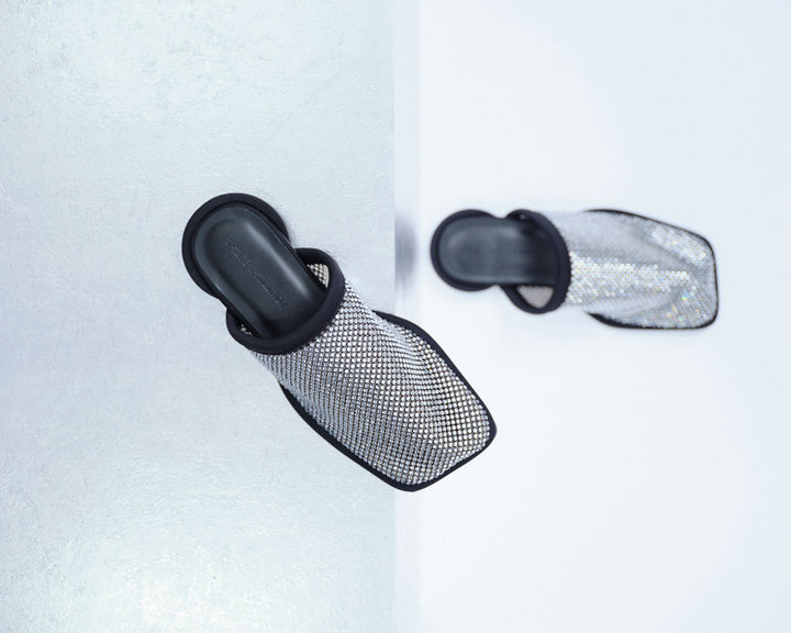 SPARKLING MESH FLAT SANDALS