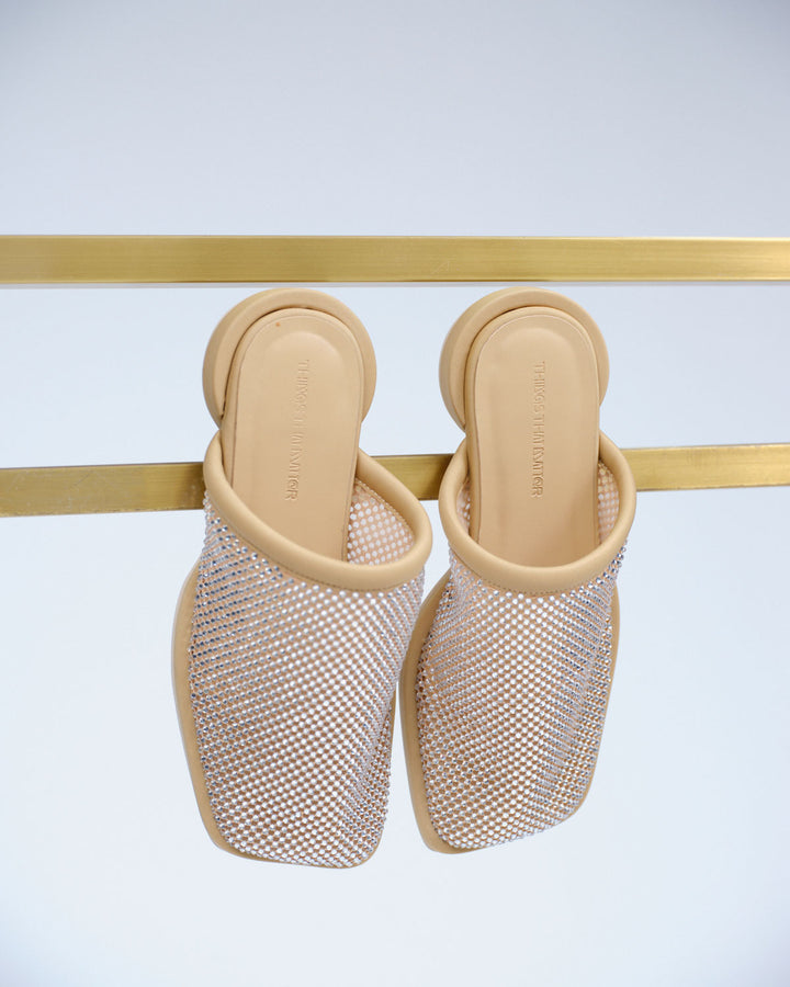 SPARKLING MESH FLAT SANDALS
