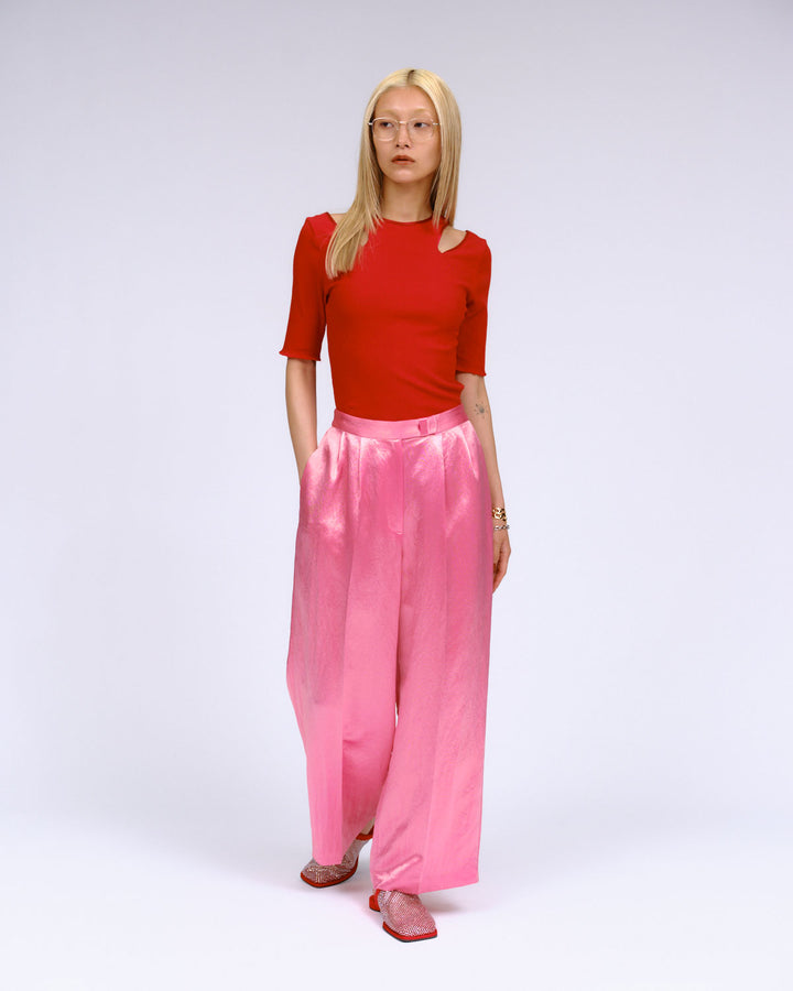 NOTCH DESIGN TERECO RIB HALF-S TOPS　