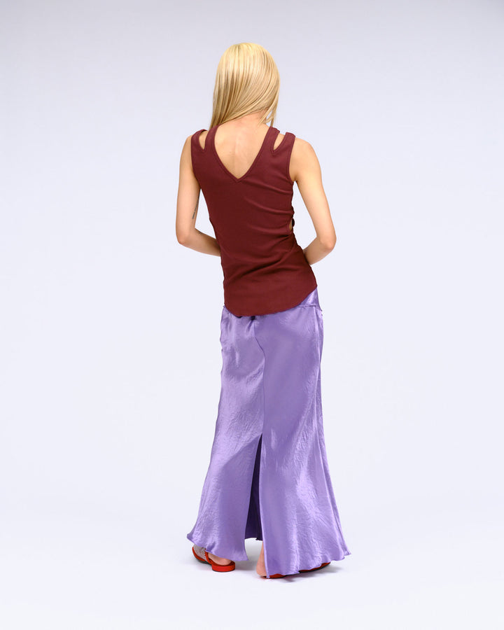 BACK SLIT  ACETATE SATIN MAXI SKIRT