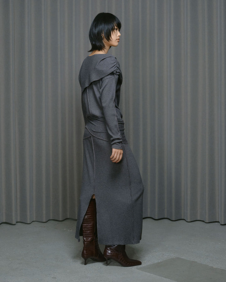 WRAP RIB CUT&SEW DRESS