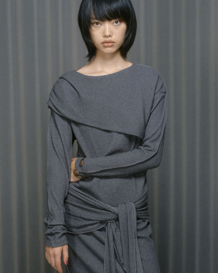 WRAP RIB CUT&SEW DRESS