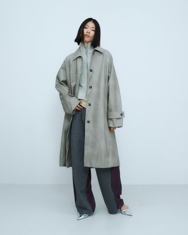 VINTAGE ARTIFICIAL LEATHER LONG COAT