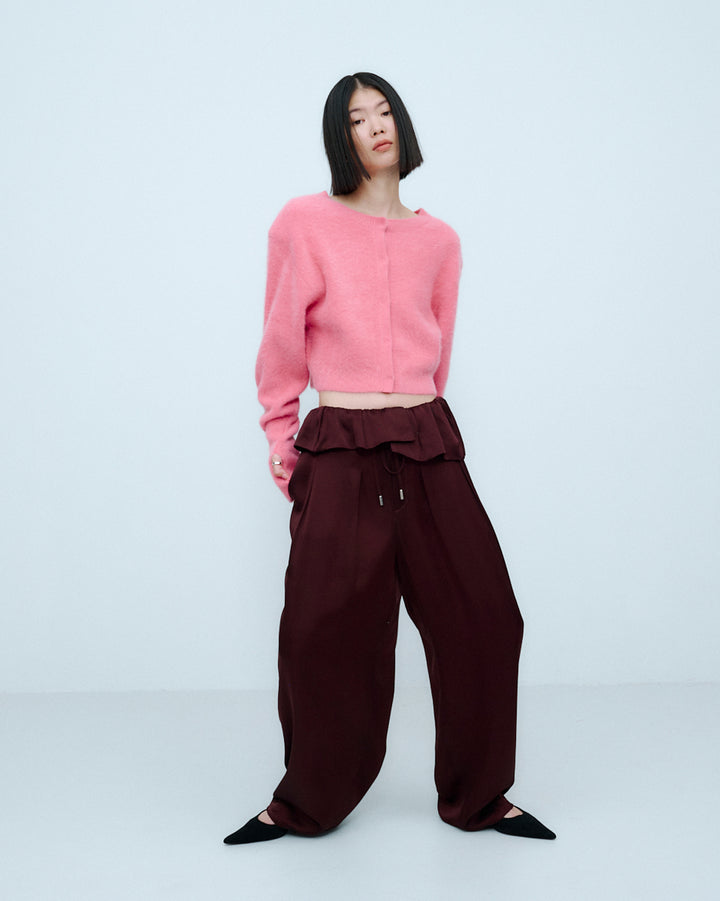 PEPLUM SATIN EASY PANTS