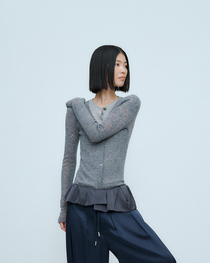 SPARKLE SHEER KNIT CARDIGAN