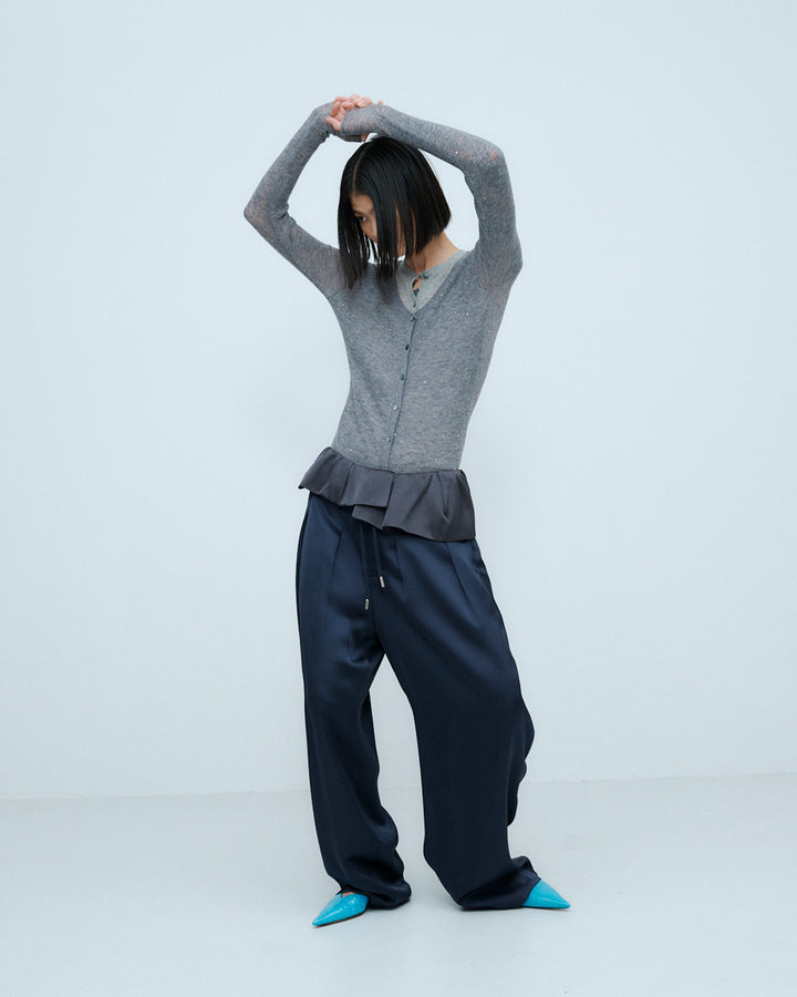 PEPLUM SATIN EASY PANTS