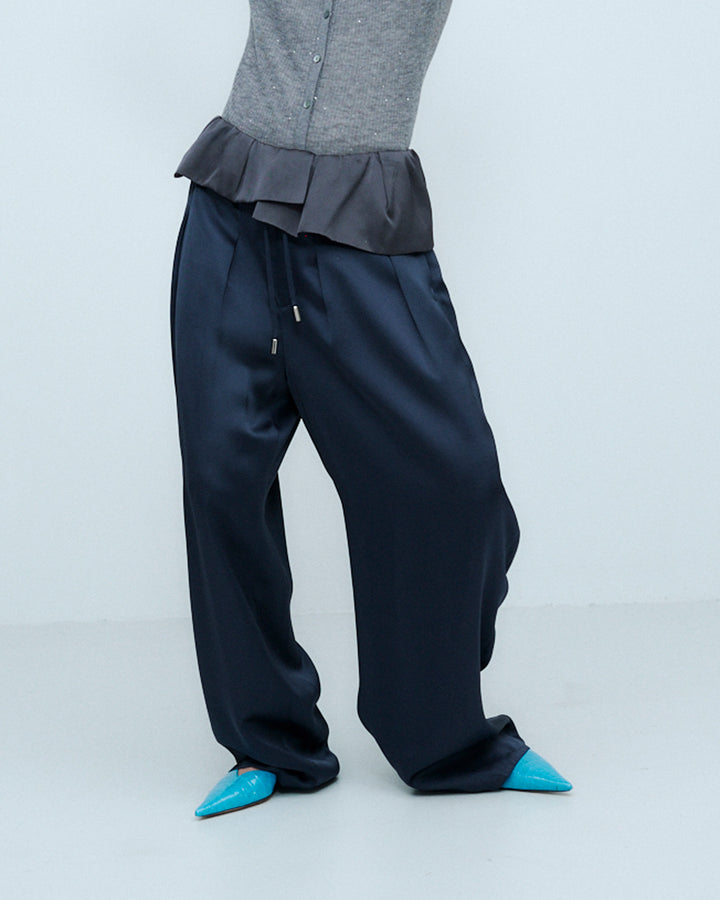 PEPLUM SATIN EASY PANTS