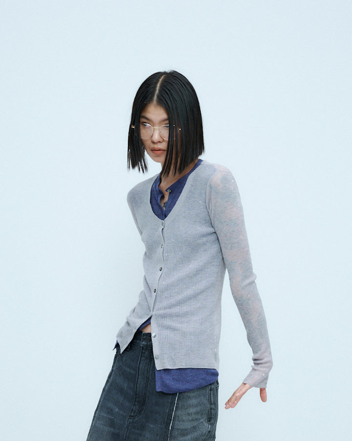 SPARKLE SHEER KNIT CARDIGAN