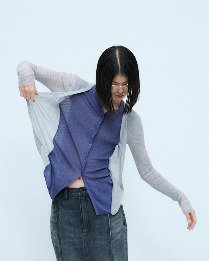 SPARKLE SHEER KNIT CARDIGAN