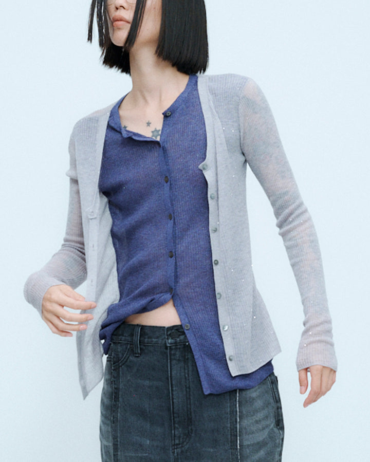 SPARKLE SHEER KNIT CARDIGAN