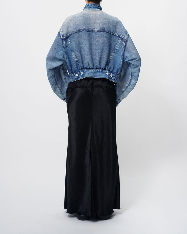 DENIM PRINT SHEER BLOUSON