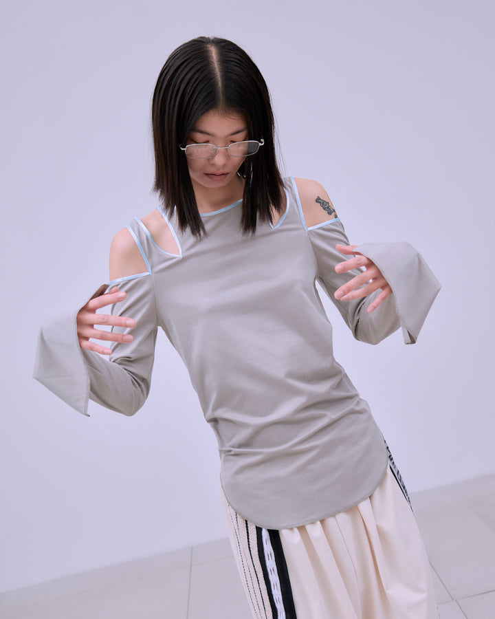 FIBRIL SATIN JERSEY NOTCH DESIGN TOPS