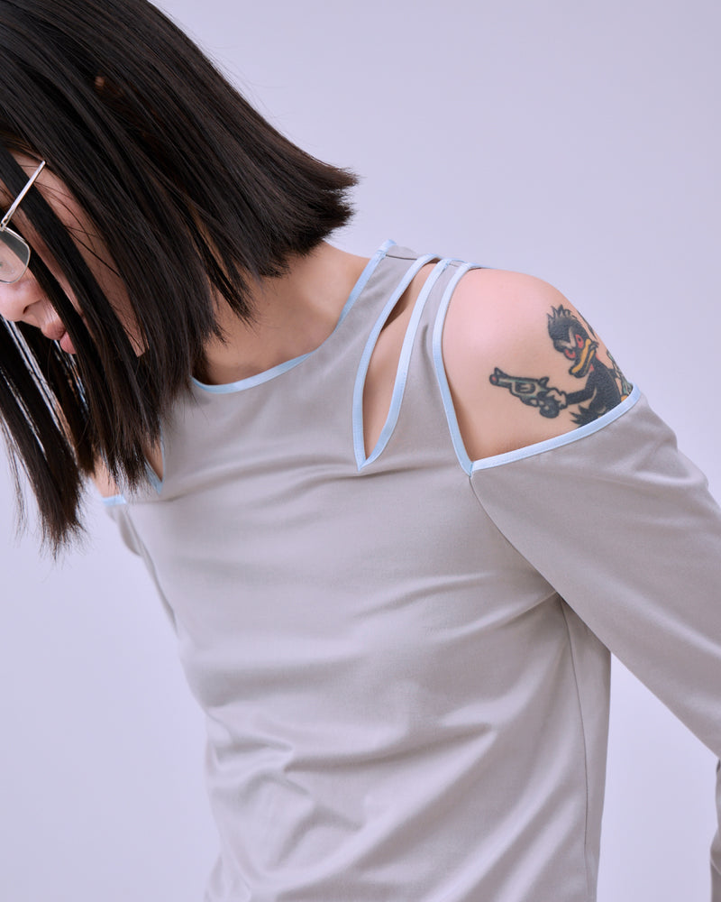 FIBRIL SATIN JERSEY NOTCH DESIGN TOPS