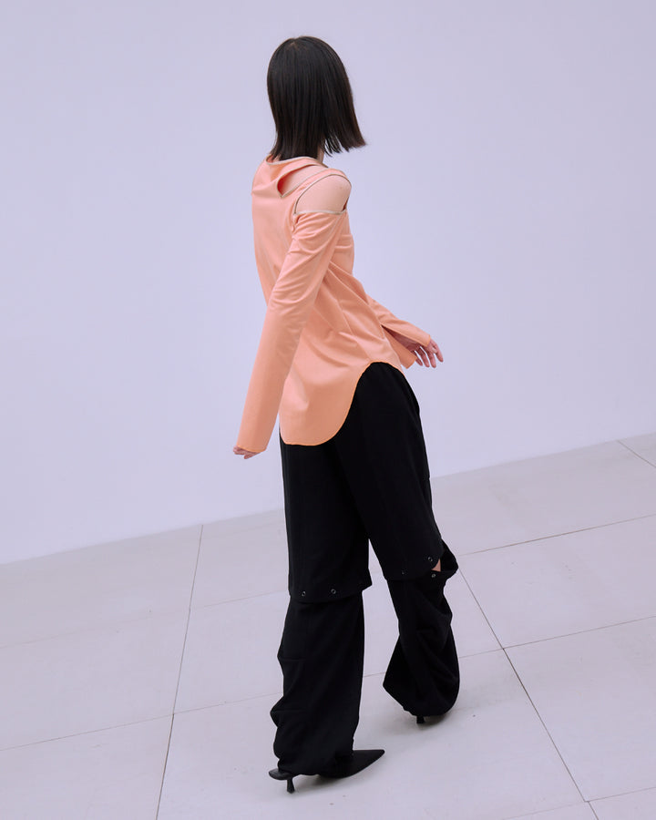 FIBRIL SATIN JERSEY NOTCH DESIGN TOPS