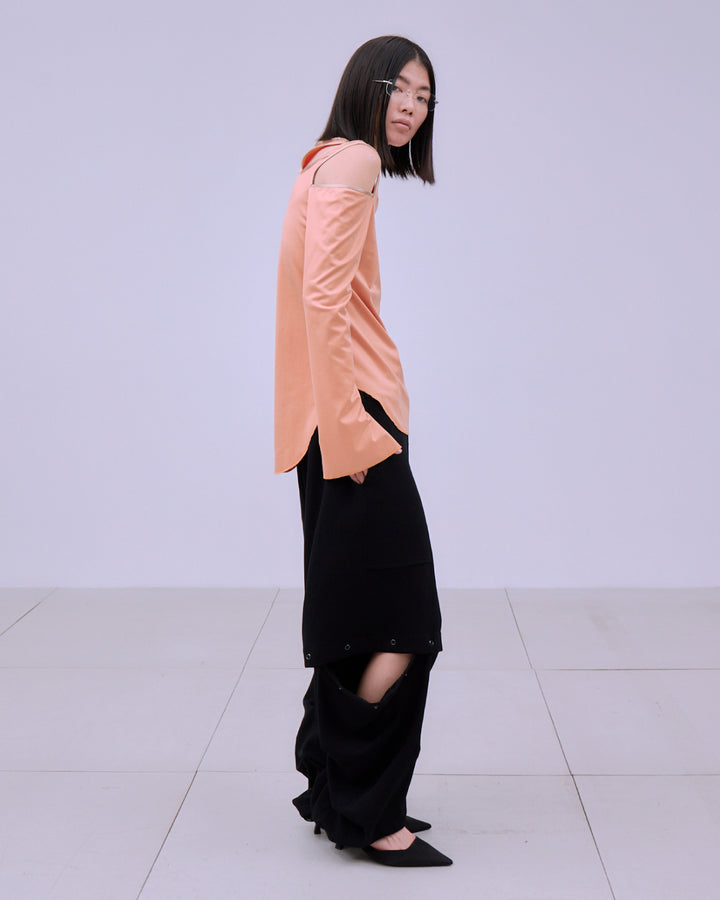FIBRIL SATIN JERSEY NOTCH DESIGN TOPS