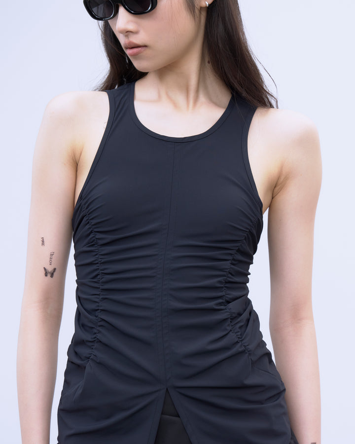 BACK CUTOUT GATHERED TANK