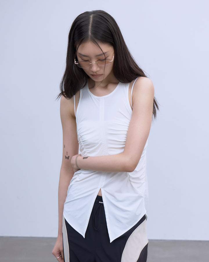 BACK CUTOUT GATHERED TANK