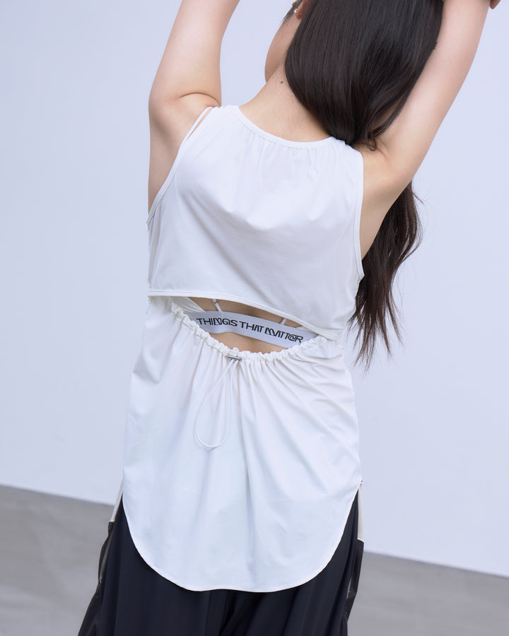 BACK CUTOUT GATHERED TANK