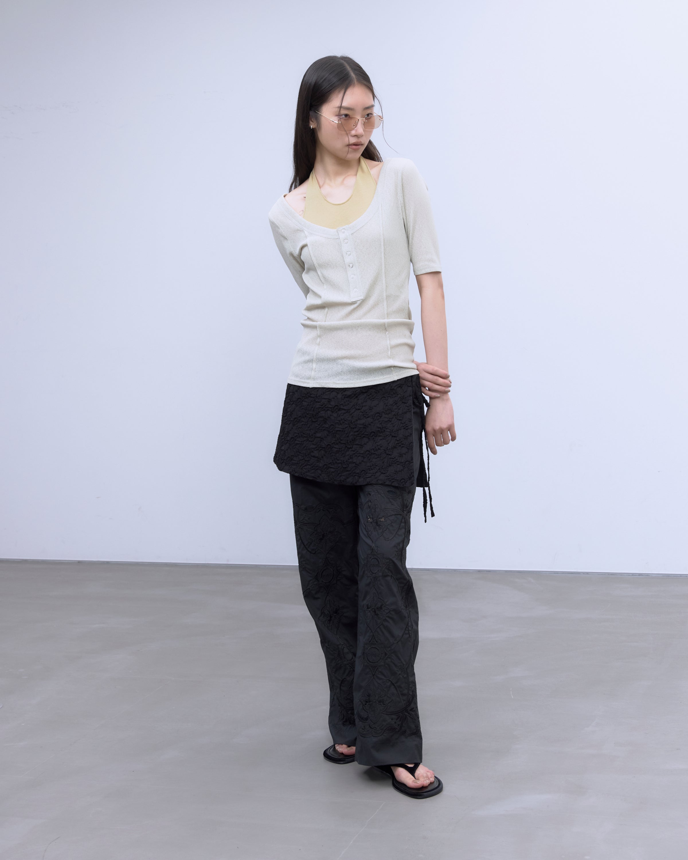 CHAOS EMBROIDERY LAYERED PANTS | SENSE 17_ | STORE | THINGS THAT