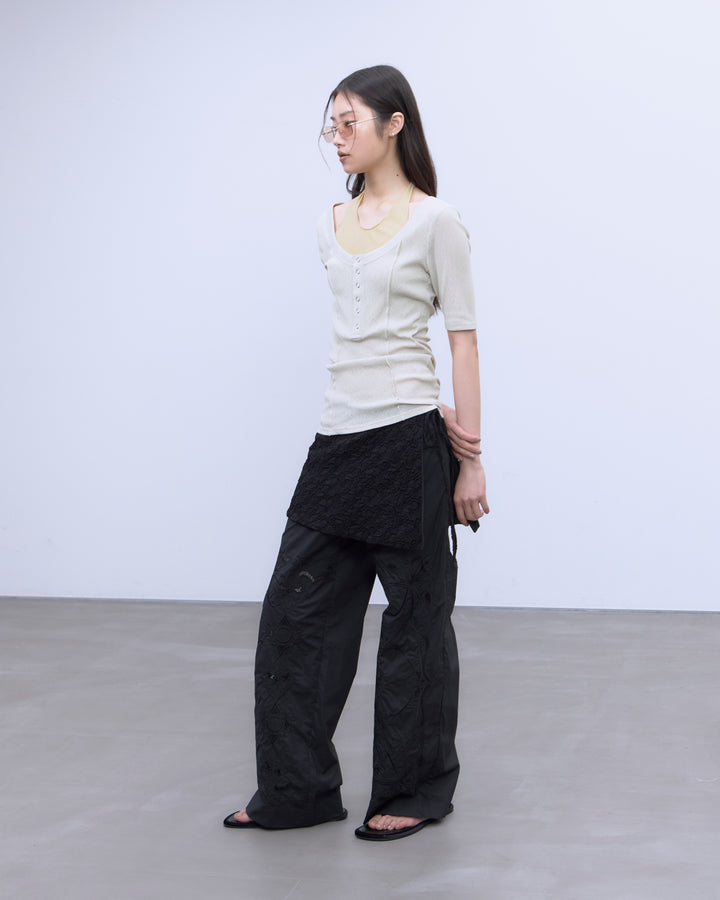 CHAOS EMBROIDERY LAYERED PANTS
