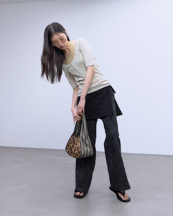 CHAOS EMBROIDERY LAYERED PANTS