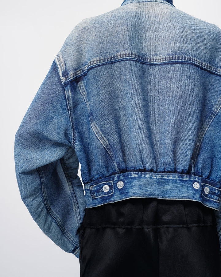 DENIM PRINT SHEER BLOUSON