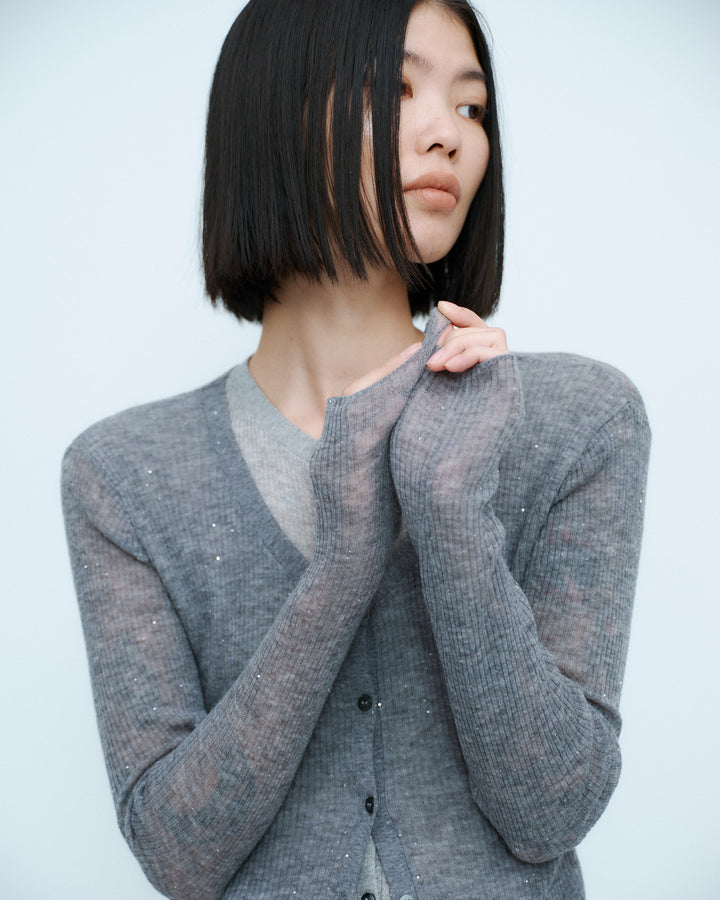 SPARKLE SHEER KNIT CARDIGAN