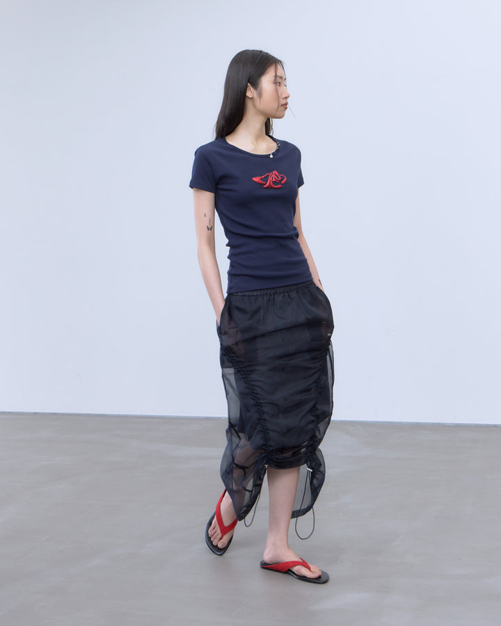 STRIPE SHEER LAYERED SKIRT