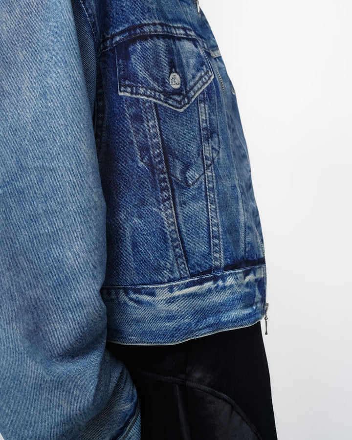 DENIM PRINT SHEER BLOUSON