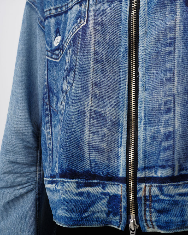 DENIM PRINT SHEER BLOUSON