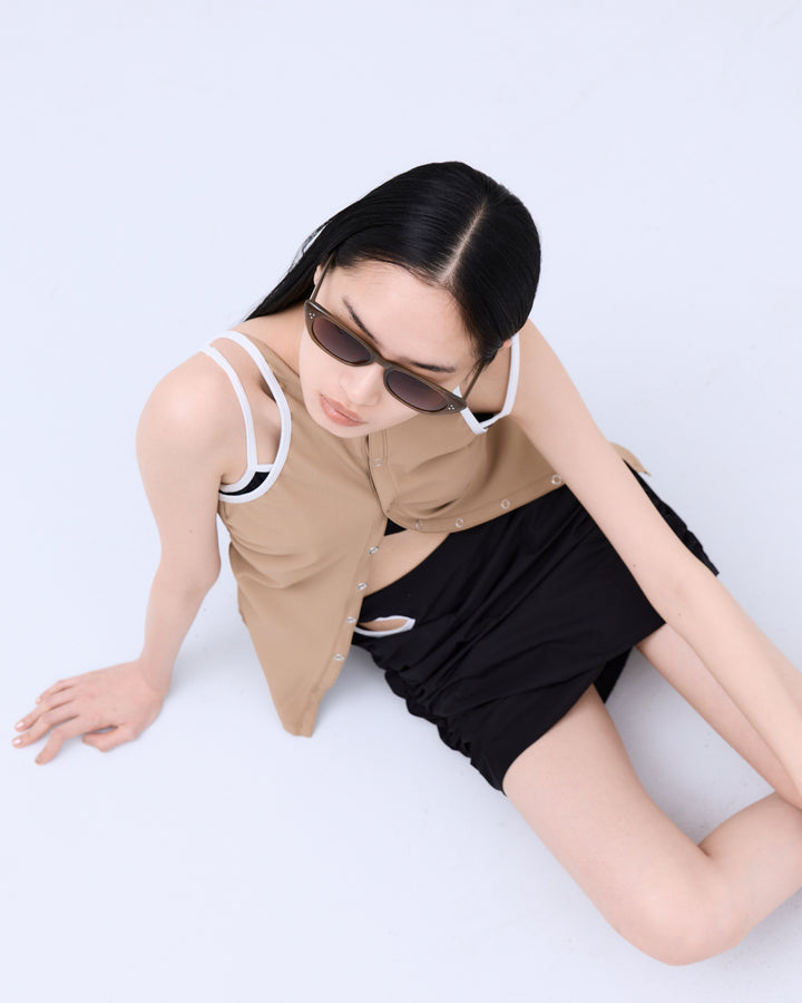 GATHERED TAFFETA SWIM BOTTOM