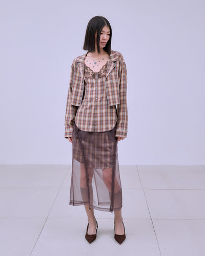 CHECK PIPING SHIRT ENSEMBLE