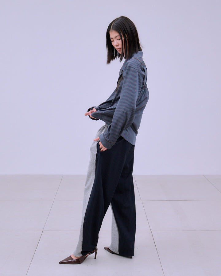 STRIPE PIPING SHIRT ENSEMBLE