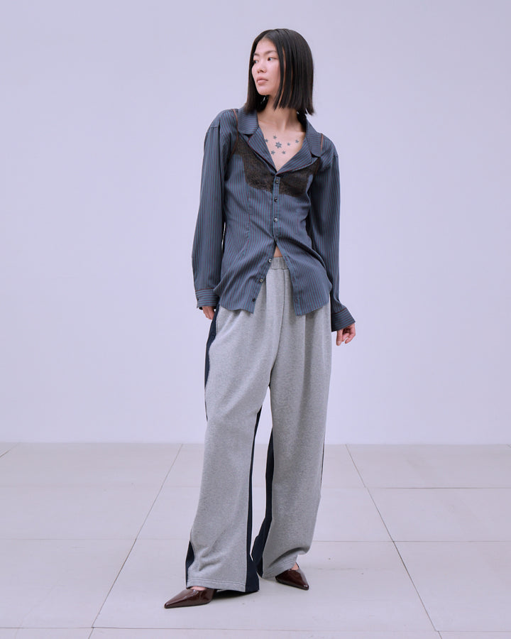 STRIPE PIPING SHIRT ENSEMBLE