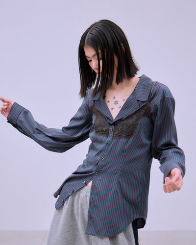 STRIPE PIPING SHIRT ENSEMBLE