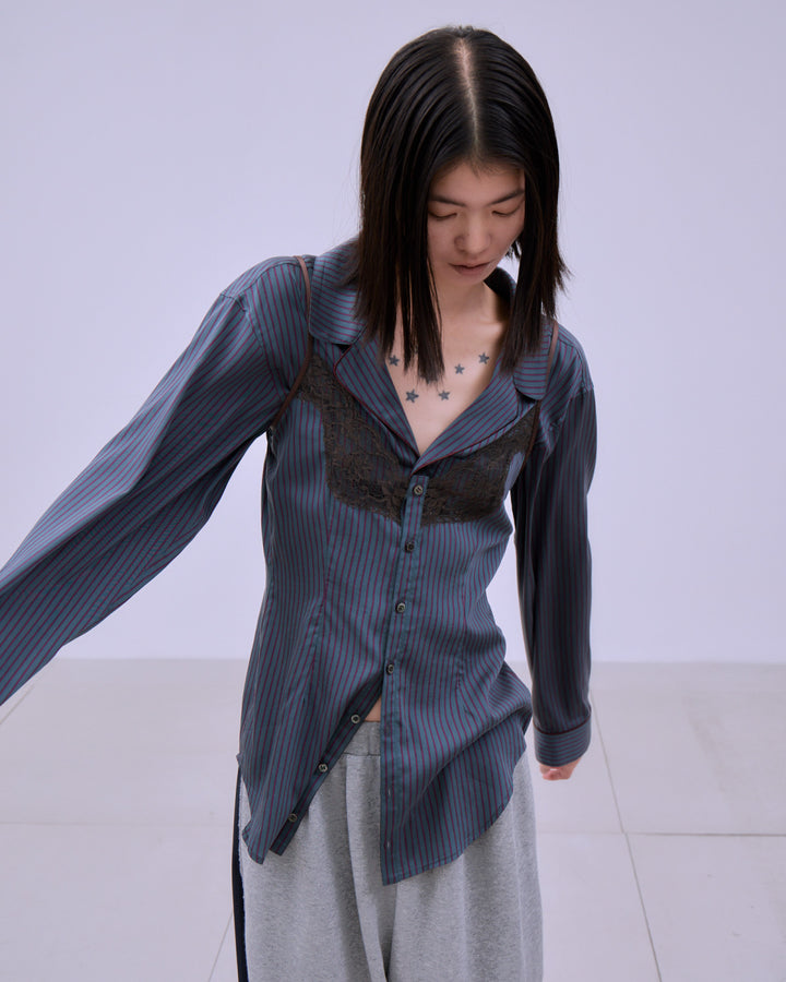 STRIPE PIPING SHIRT ENSEMBLE