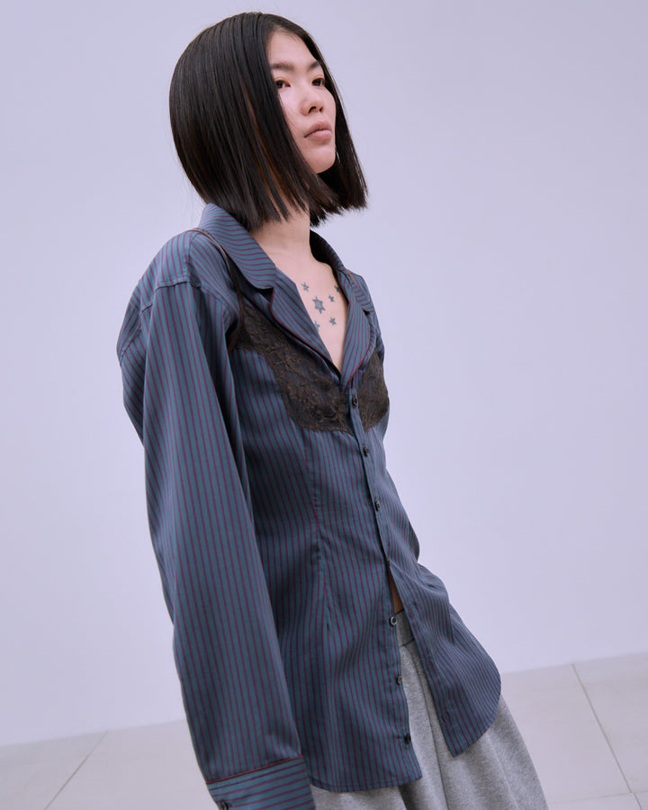 STRIPE PIPING SHIRT ENSEMBLE