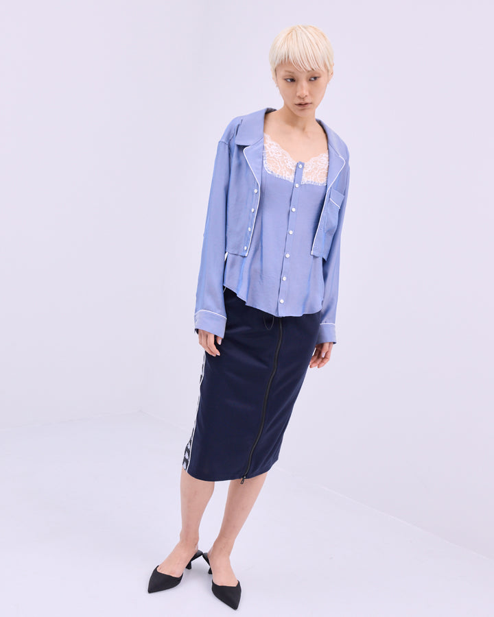 CHAMBRAY PIPING SHIRT ENSEMBLE