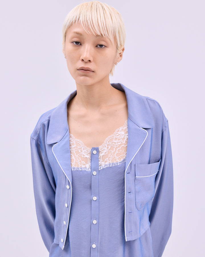 CHAMBRAY PIPING SHIRT ENSEMBLE