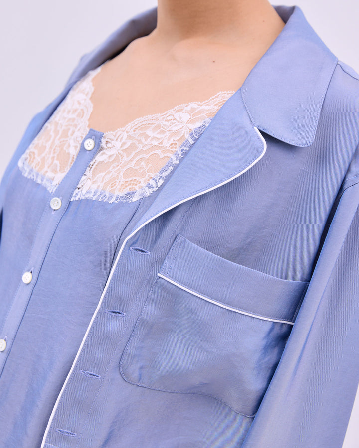 CHAMBRAY PIPING SHIRT ENSEMBLE