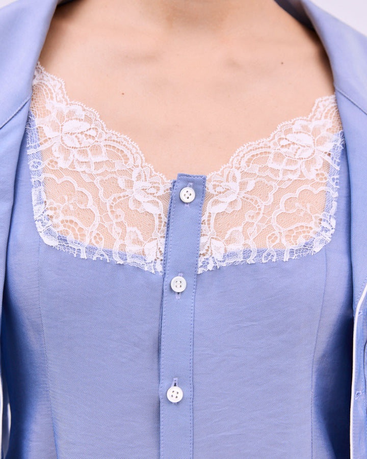 CHAMBRAY PIPING SHIRT ENSEMBLE