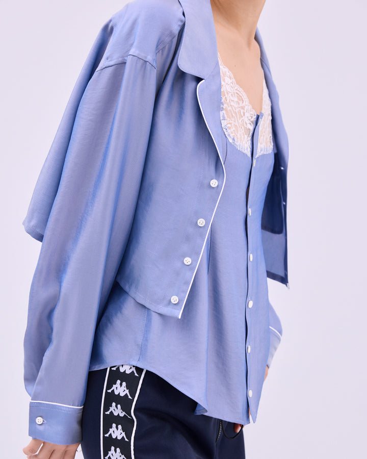CHAMBRAY PIPING SHIRT ENSEMBLE
