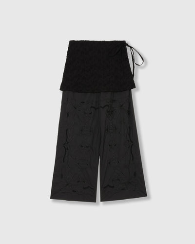 CHAOS EMBROIDERY LAYERED PANTS