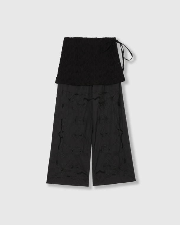 CHAOS EMBROIDERY LAYERED PANTS