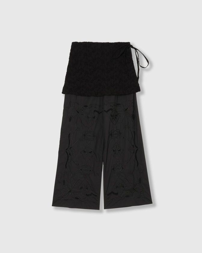 CHAOS EMBROIDERY LAYERED PANTS