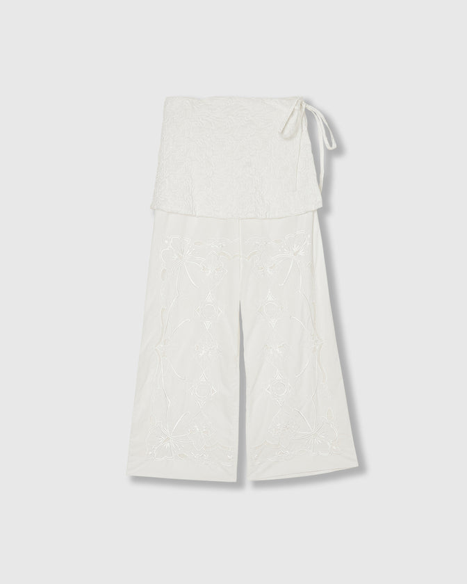 CHAOS EMBROIDERY LAYERED PANTS