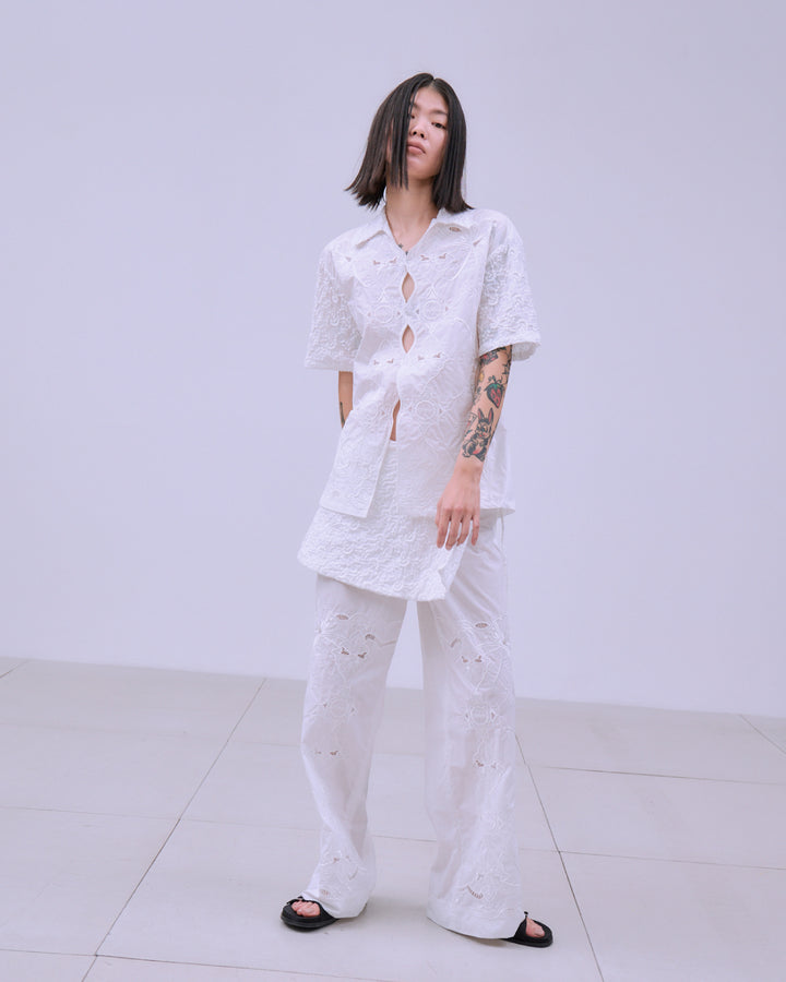 CHAOS EMBROIDERY LAYERED PANTS