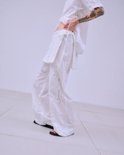 CHAOS EMBROIDERY LAYERED PANTS